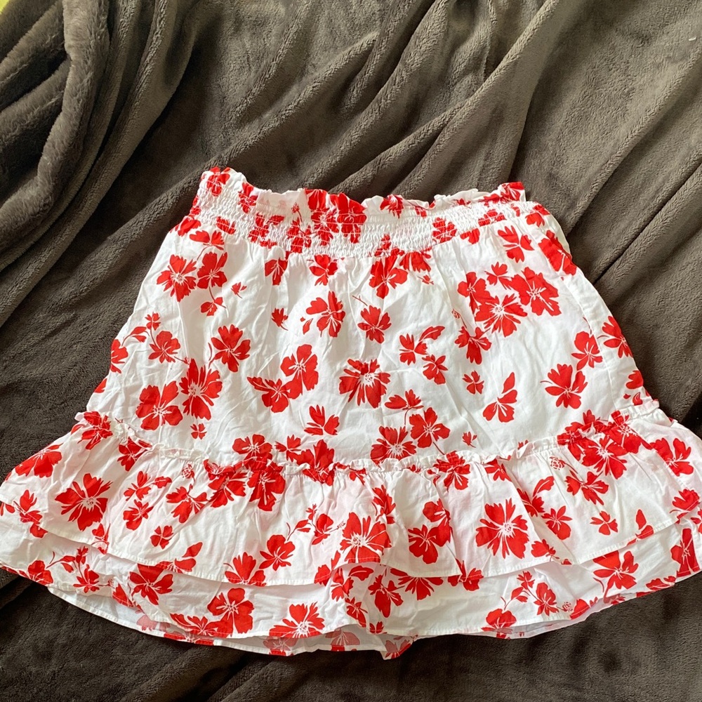 J. Crew Red Floral Mini Skirt
